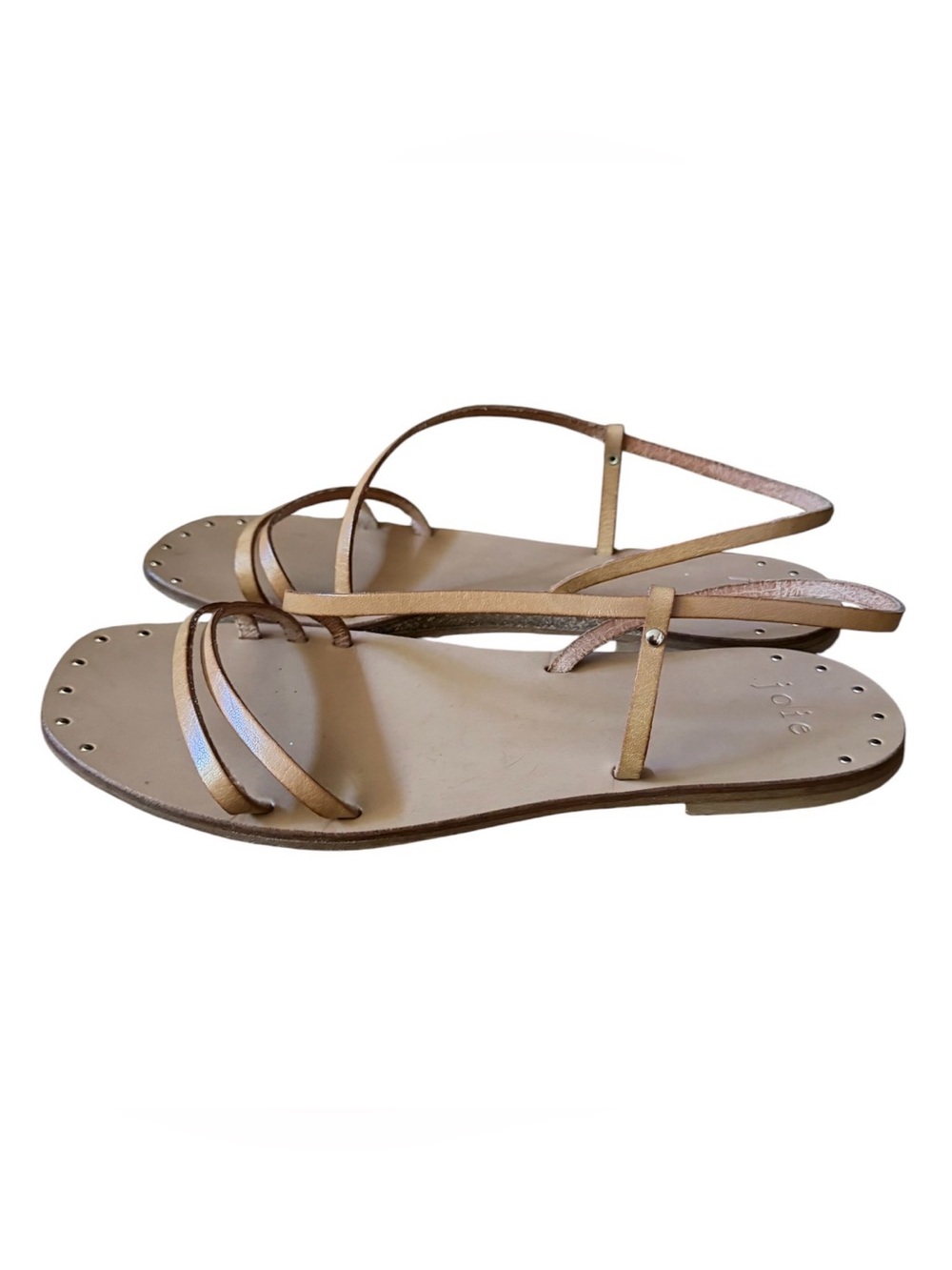 Joie Baja Studded Woman’s Flat Sandals Leather Strappy Nude